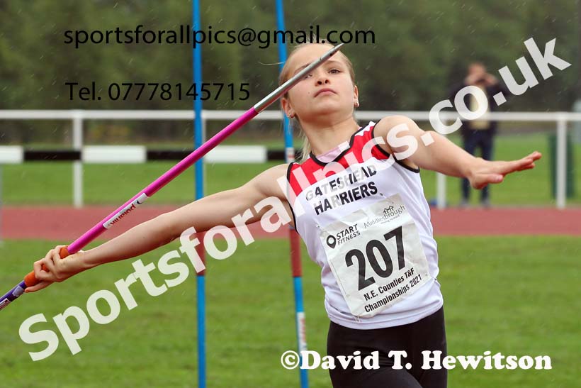Women and Girls javelin, 2021 North Eastern Track and Field Champs., Middesbrough. Photo: David T. Hewitson/Sports for All Pics